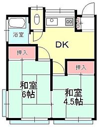 神戸荘 2DKの間取図画像