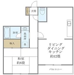 クレル洸雙 2階1LDKの間取り