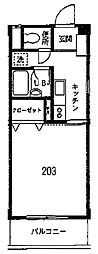 サンアロウ 1Kの間取図画像