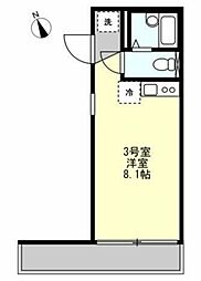 ベイルーム横浜鶴見2 ワンルームの間取図画像