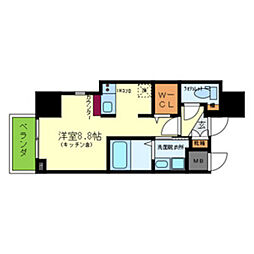 阪急宝塚本線 川西能勢口駅 徒歩3分の賃貸マンション 8階ワンルームの間取り