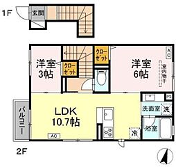 ヒラソル江田 2LDKの間取図画像