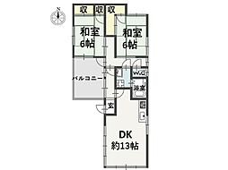 コーポアイワ 2階2DKの間取り