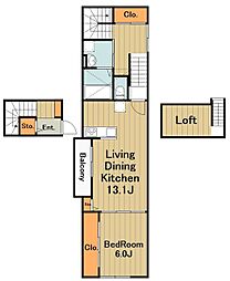 仮）相模原市中央区上溝アパート 2階1LDKの間取り