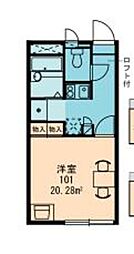 オラシオン 1Kの間取図画像