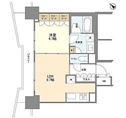 LaSante五反田 14階ワンルームの間取り