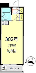 パレロワイヤル弦巻 ワンルームの間取図画像