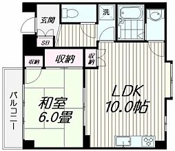杉田ハイツ 3階1LDKの間取り