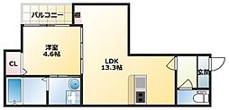 SunMark高宮 1LDKの間取図画像