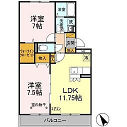 スプレールコート 2階2LDKの間取り