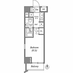 アビタシオン神楽坂 1Kの間取図画像