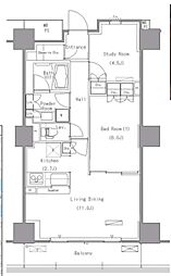パークアクシス豊洲 1SLDKの間取図画像