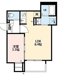 パークハビオ東中野 3階ワンルームの間取り
