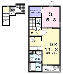 ラ・シモーヌ・メゾン　ＭＨ 2階1LDKの間取り