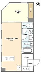 シェモア白金高輪 2階1LDKの間取り