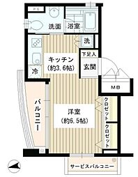 アンシャンテ世田谷 2階ワンルームの間取り