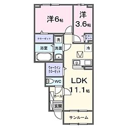 ブリーズガーデン 2LDKの間取図画像