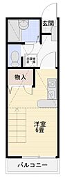 パルフェタムール善行 ワンルームの間取図画像