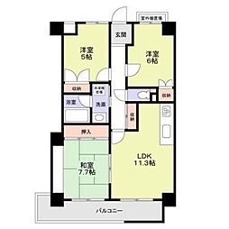 エンゼラート明石 10階3LDKの間取り