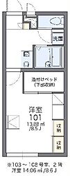 レオパレスワンダースカイ 1Kの間取図画像