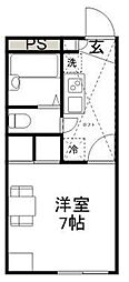 クレール八千代台 1階1Kの間取り