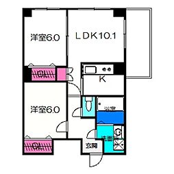 COCOナニワ 2LDKの間取図画像
