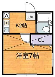タマハイム 1階1Kの間取り