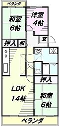 UR都市機構コーポレート美原1号棟 3LDKの間取図画像