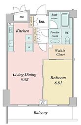 パークプレイス三田 3階1LDKの間取り