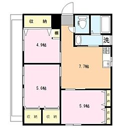 グリーンハウス竹島 3DKの間取図画像