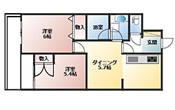 マルメゾン 2DKの間取図画像