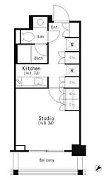 パークキューブ目黒タワー 2階1Kの間取り