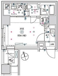 イアース亀戸 3階1Kの間取り