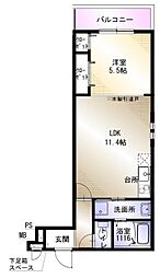 南海線 住ノ江駅 徒歩6分の賃貸アパート 2階1LDKの間取り