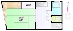 手塚ビル 2階1DKの間取り