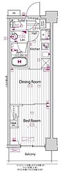 ガーラ・グランディ調布 1DKの間取図画像