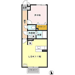 メイプルハイツ 1LDKの間取図画像