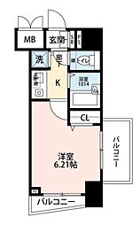 東急目黒線 武蔵小山駅 徒歩7分の賃貸マンション 5階1Kの間取り