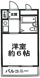 川崎西ダイカンプラザ 3階ワンルームの間取り