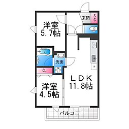 プレステージ14番館 2LDKの間取図画像