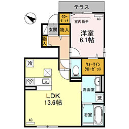 阪急京都本線 上新庄駅 徒歩4分の賃貸アパート 1階1LDKの間取り