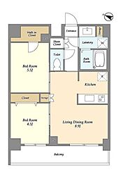 アーバンリンク護国寺 5階2LDKの間取り
