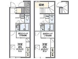 レオパレス新町2 1Kの間取図画像