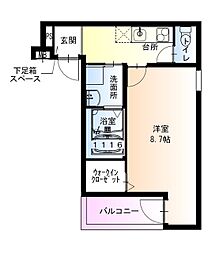 フジパレス湊駅南 1Kの間取図画像
