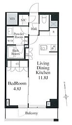 コンフォートサウス白金台 2階1LDKの間取り