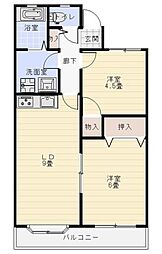 メゾン・ド・ファミール鵠沼 2LDKの間取図画像