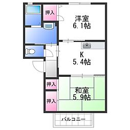 ラフォーレJN-1 2Kの間取図画像