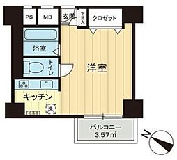 月島ハイツ ワンルームの間取図画像