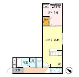 ブライトヒル 2階1DKの間取り