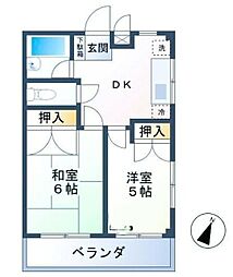 ＫＥ3番館 2階2DKの間取り